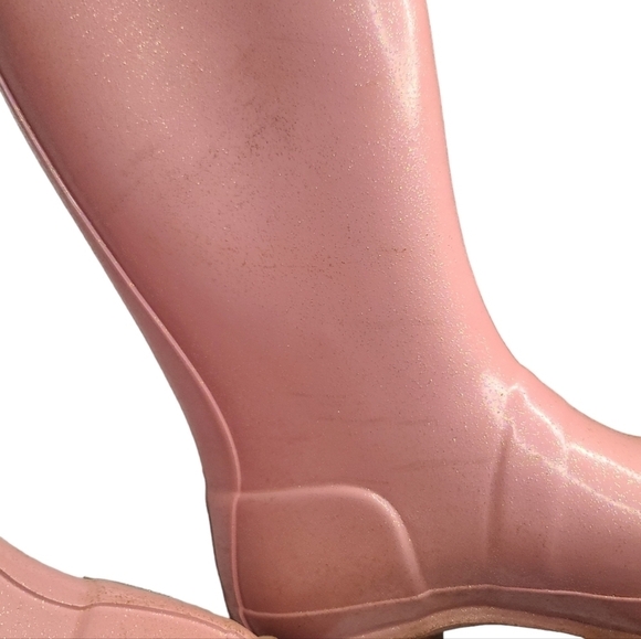Hunter Light Pink Shimmer Tall Rain Boots Girls 3 - Picture 8 of 13